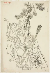 Jo a Uba; Téma Takasago, ca. 1815-49 (inkoust na papíře)