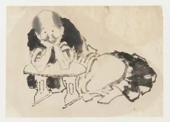 Muž sedící s područkou, období Edo, 19. století.
