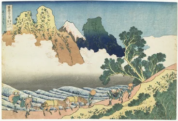 Řeka Minobu a hora Fuji při pohledu zezadu, 1831-1834
