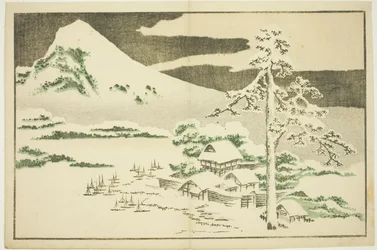 Hora Fuji v zimě, z Obrázkové knihy realistických obrazů Hokusai (Hokusai shashin gafu)