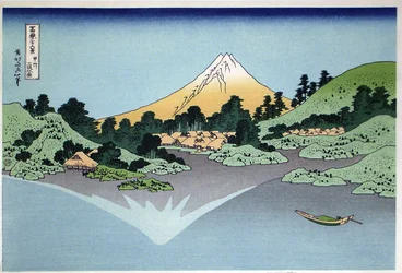 Odraz ve vodní hladině, Misaka, provincie Kai ze série Třicet šest pohledů na Mt Fuji, 1830-1833