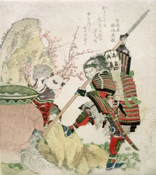 Sima Wengong (Shiba Onko) a Shinozuka, Lord of Iga (Shinozuka-iga-no-teami), 1821 (rytina do dřeva)