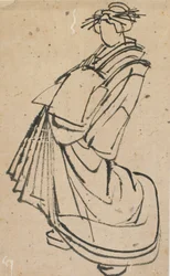 Náčrt kurtizány, konec 18.-začátek 19. století.