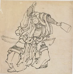 Stojící válečník v plné zbroji, konec 18.-začátek 19. století.