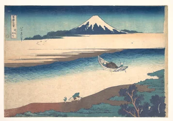 Řeka Tama v provincii Musashi (Bushū Tamagawa), ze série „Třicet šest pohledů na horu Fuji“ (Fugaku sanjūrokkei)