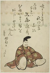 Básník Bunya no Yasuhide ze série Six Immortal Poets (Rokkasen)