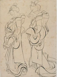 Dvě ženy, konec 18.-začátek 19. století.