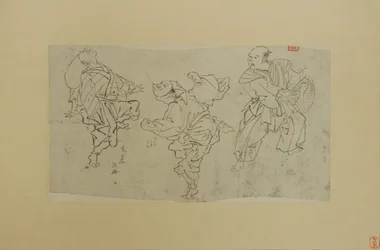 Tři kjógenští tanečníci, konec 19. století.