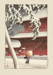 Svatyně Zojo v Shibě (1925) od Kawase Hasuiho a Watanabeho Shōzaburōa