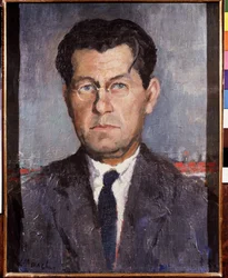 Portrét umělcova bratra. Obraz Kazimira Severinoviče Maleviče (Malevich, Malevic) (1878-1935), olej na plátně