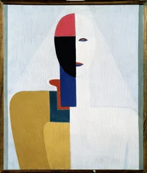 Torso de femme (Ženské torzo). Obraz Kazimira Severinoviče Maleviče (Malevich, Malevic) (1878-1935), olej na dřevě. Ruské umění 20. století, avantgarda, suprematismus, konstruktivismus. Státní ruské muzeum, Petrohrad.
