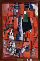 Žena u klavíru (A Woman at the Piano). Obraz Kazimira Severinoviče Maleviče (Malevich, Malevic) (1878-1935), olej na plátně