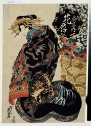 ""La courtisane Hanaogi de la maison Ogiya) (kurtizána Hanaogi z domu Ogiya) Estampe (Ukiyo-e) de Keisai Eisen (1790-1848) 1830-1835 Musee Pouchkine Moscou