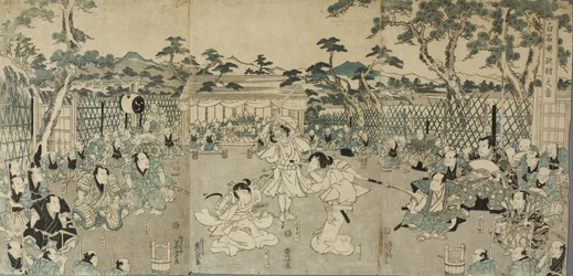 Sestry mstící smrt svého otce; z kabuki hry „Shiraishi“