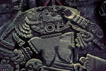 Amerika; archeologie; Mexiko; Templo Mayor; Velký chrám Aztéků; Coyolxauqui, 2010 (foto)