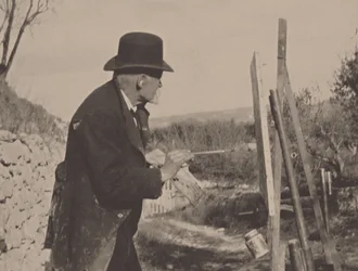 Obraz Paula Cézanna v Les Lauves, 1906.