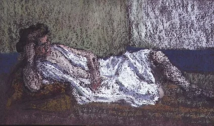 Žena ležící na pohovce (pastel)