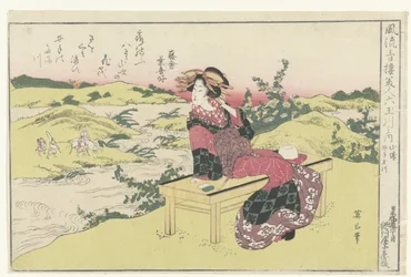 Řeka Ide Tama v provincii Yamashiro Yamashiro, Ide no Tamagawa. (název na objektu) Krásy rafinovaných rekreačních domů ve srovnání se šesti řekami Tama (název série) Furyu seiro bijin Mu Tamagawa no uchi. (název série na objektu)