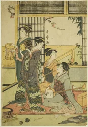 Drums and Shamisen (barevný dřevořez, aiban)