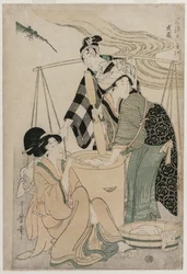 Provincie Settsu ze série Fashionable Six Jewel Rivers Furyu Mu Tamagawa, c. 1804.