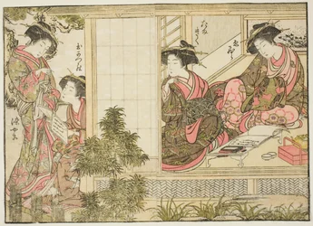 Kurtizány z Oebuji, z knihy „Zrcadlo krásných žen z požitkářských čtvrtí (Seiro bijin awase sugata kagami), sv. 2