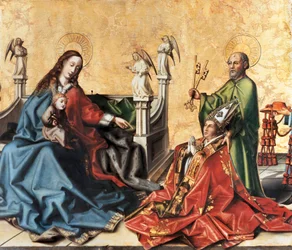 Představení kardinála z Mies Panně Marii. Obraz Konrada Witze, kolem 1444