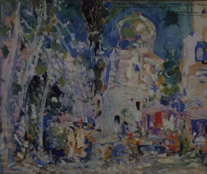 Scénický návrh k baletu The Scarlet Pimpernel od F. Hartmana, 1911
