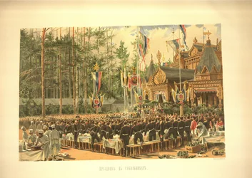 Korunovační hostina v Sokolnikách, z Korunovačního alba, 1883