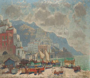 Pohled na Amalfi v ranním světle,