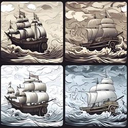 4 erilaista mustavalkoista ääriviivaa vain 1