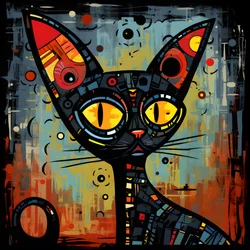 Kreslená náladová sfinga kočka 1