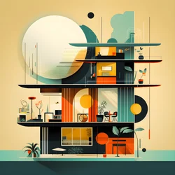 Moderní designová grafika poloviny století 1