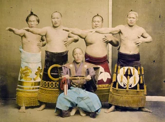 Zápasníci sumo, cca 1877