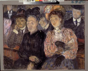 Divadlo. Tragédie. (Tváře a výraz diváků) Obraz Kuzmy Sergejeviče Petrova Vodkina (Petrov-Vodkin) (Kuzma Petrov Vodkin) (Petrov-Vodkin) (1878-1939), olej na plátně