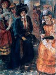V kavárně. Malba Kuzmy Sergejeviče Petrova Vodkina (Petrov-Vodkin) (Kouzma Petrov Vodkin) (Petrov-Vodkin) (1878-1939), olej na plátně