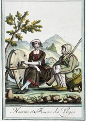 Muž a žena z Vogéz - v “”Encyklopedie cest”” od J. Grasset St Sauveur, Deron, Paříž