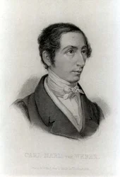 Portrét Carla Maria von Webera (1786-1826) německý skladatel (rytina) (čb foto)
