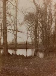 Album první světové války ve Friuli-Venezia Giulia: rybník v parku Villa Brazza, Hospital of War n. 17, Soleschiano Manzano
