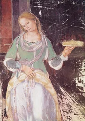Sluha s košíkem, detail sv. Benedikta přijímajícího pohostinství, ze života sv. Benedikta, 1497-98 (detail 164410)