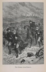 Ústup z Moskvy, ilustrace z „Dějiny Francie Malého Artuše: Od nejstarších dob do pádu 2. říše“, vydáno 1899