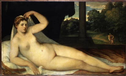 Venuše (Venuše). Obraz Lamberta Sustrise (1515 nebo 1520-po 1591). Olej na plátně
