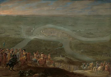 Král Ludvík XIV. a jeho družina při obléhání Šenkendorfu, asi 1675 (olej na plátně)