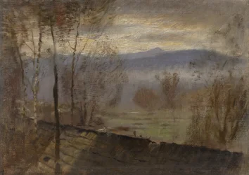Večerní krajina s řekou, c. 1880.