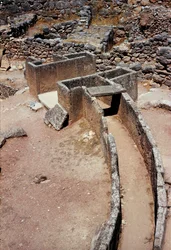 Letecký pohled na první kruh hrobek (královský hřbitov) objevený archeologem Heinrichem Schliemannem (1822-1890) v letech 1870: místo starověkého města Mycenes, na Peloponésu (1500-1100 př.nl) Řecko