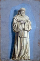 Saint Francois de Paule (1416-1507), zakladatel Řádu Minimes Malba s camaieu na plátně od Laurenta de La Hyre (1606-1656) 17. století Sun. 0,36 x 0,23 m Paříž. muzeum Louvre