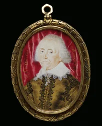 Portrétní miniatura neznámého muže, 1640 (wc na pergamenu)