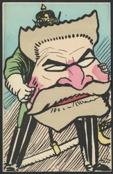 Pohlednice, satirický v barvách, ca. 1905: Německo Prusko, vlastenectví - Jaures Jean - ilustrace Leal de Camara (1877-1948)