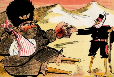 The Future Alliance - "Měli jsme začít takhle!" - Rusové a Japonsko si podávají ruce. 1904 (litho)
