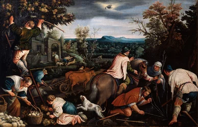Říjen ze série The Seasons, konec 16. nebo začátek 17. století