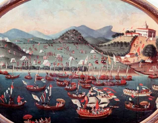 Mořský průvod před nemocnicí Lazarus (Lazarus) v Rio de Janeiru v Brazílii Akvarel od Leandra Joaquima (1738-1798) Rio de Janeiro 18. století, Národní historické muzeum